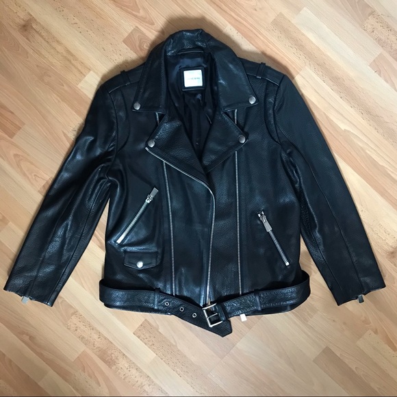 Anine Bing Moto Zipper Black Leather Jacket Size M - Picture 2 of 12